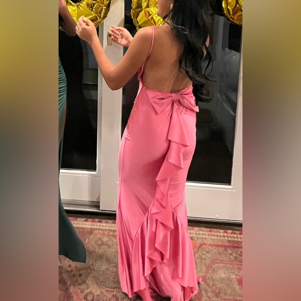 pink backless prom dress